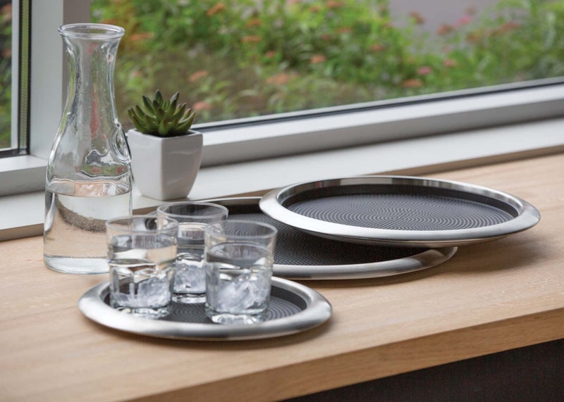 Service Ideas TR1412RI Tray with Removable Insert, 12" Round, Stainless Steel - Image 4